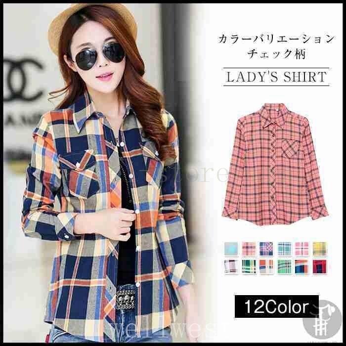 シャツレディースチェックシャツブラウスチェック柄トップスカジュアルシャツ春服代引不可 Hei 3047cihzf タイヘイストア 通販 Yahoo ショッピング