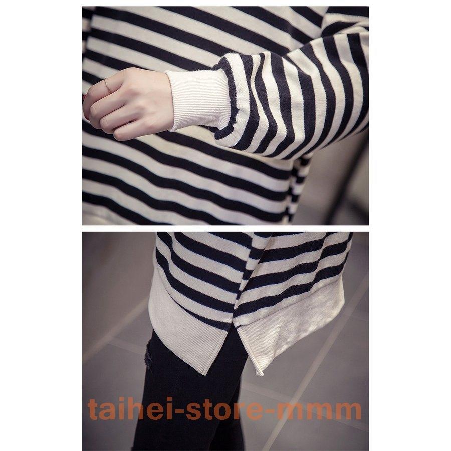 カットソーtシャツ長袖トップスレディース無地ボーダー春 全日本送料無料