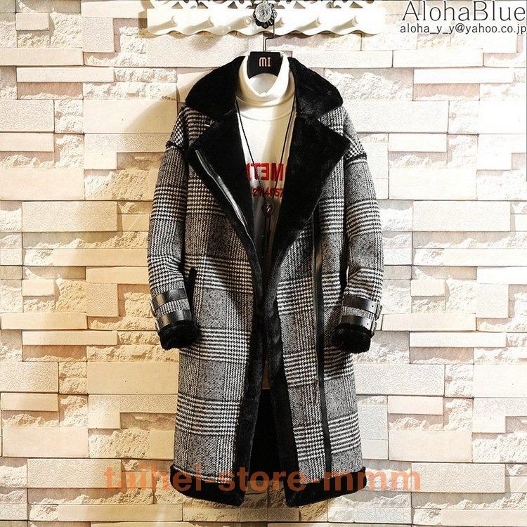 数々の賞を受賞 ムートンコート 冬服 ムートンコートメンズ春冬冬服ロングコートアウター千鳥格柄ボアコート裏ボア無地きれいめ保温防寒服 防寒服 保温 裏 ボア 千鳥格柄 ロング丈 コート アウター