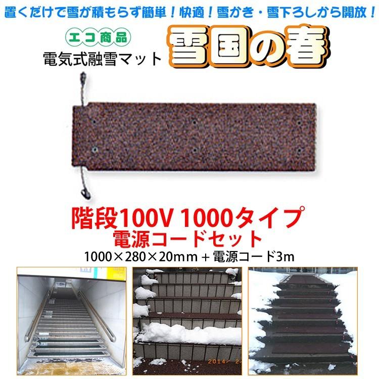 融雪マット 階段用1000タイプ 電源コードセット 1000×280×20mm [雪国 