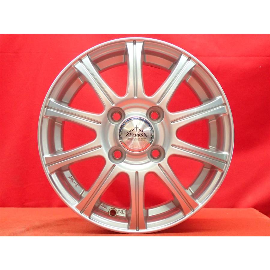 【新品】４本セット13インチ8本スポーク赤7J-7★4穴PCD100/114.3 ZELERNA 10スポーク ホイール 4本 4J-13 PCD100 4穴 +43 ハブ73