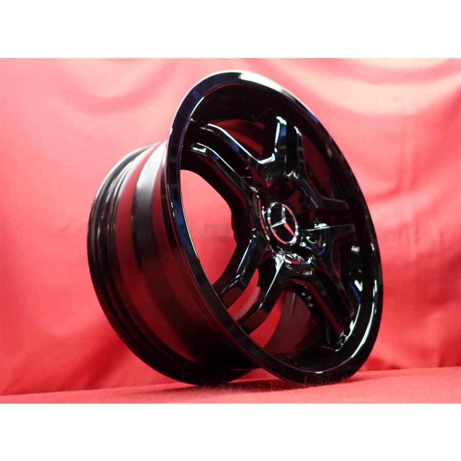 再塗装品 黒 ベンツ CLK W209 純正 AMG 中古ホイール 4本 7.5/8.5J 18インチ PCD112 5穴 +37/+30 ハブ66.5 A2094014802 A2094011502 aa18の画像