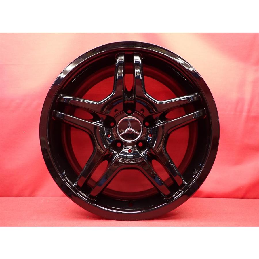 再塗装品 黒 ベンツ CLK W209 純正 AMG 中古ホイール 4本 7.5/8.5J 18インチ PCD112 5穴 +37/+30 ハブ66.5 A2094014802 A2094011502 aa18の画像