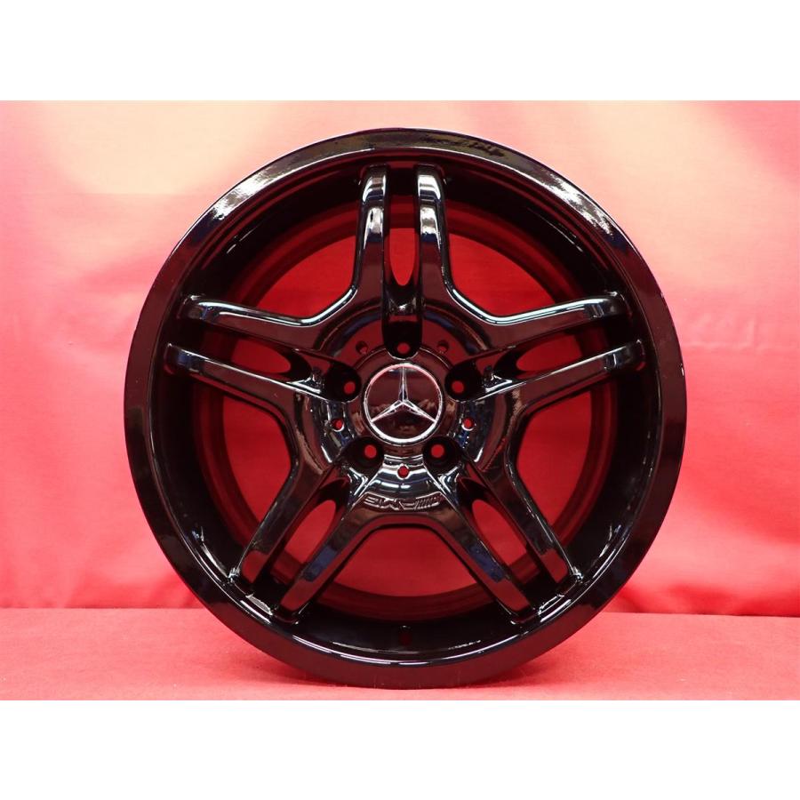 再塗装品 黒 ベンツ CLK W209 純正 AMG 中古ホイール 4本 7.5/8.5J 18インチ PCD112 5穴 +37/+30 ハブ66.5 A2094014802 A2094011502 aa18の画像