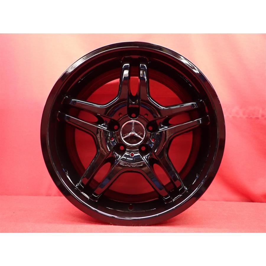 再塗装品 黒 ベンツ CLK W209 純正 AMG 中古ホイール 4本 7.5/8.5J 18インチ PCD112 5穴 +37/+30 ハブ66.5 A2094014802 A2094011502 aa18の画像