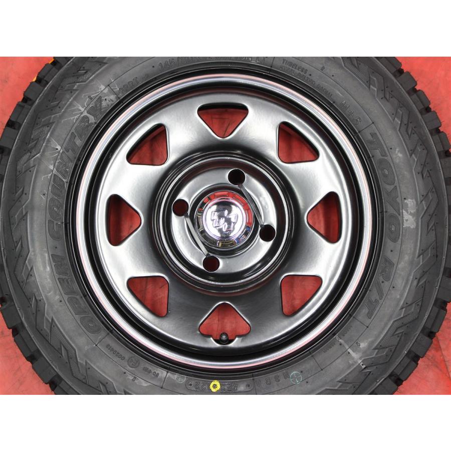 新品 タイヤ付 TTAスチール RED&BLUEライン有 4J 12インチ PCD100 4穴