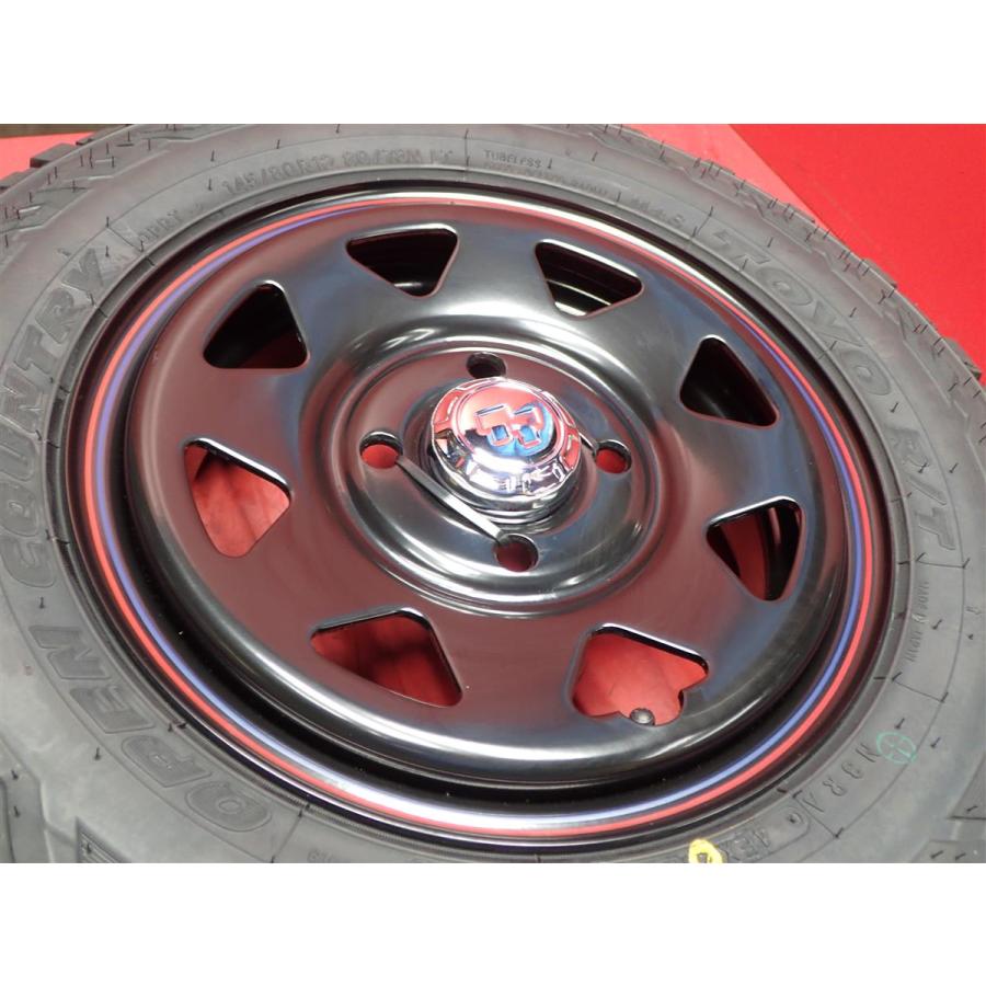 新品 タイヤ付 TTAスチール RED&BLUEライン有 4J 12インチ PCD100 4穴