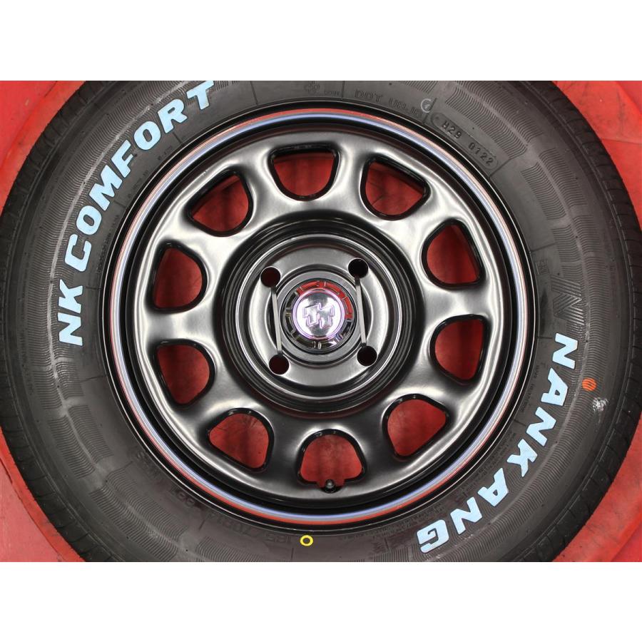 新品タイヤ付 4本 TTD RED&BLUEライン有 5J 14インチ PCD114.3 4穴 +38