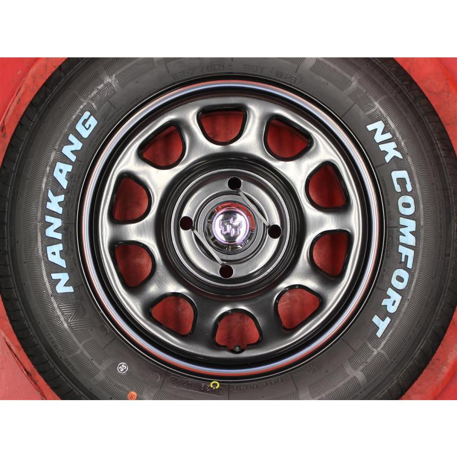 新品タイヤ付 4本 TTD RED&BLUEライン有 5J 14インチ PCD114.3 4穴 +38