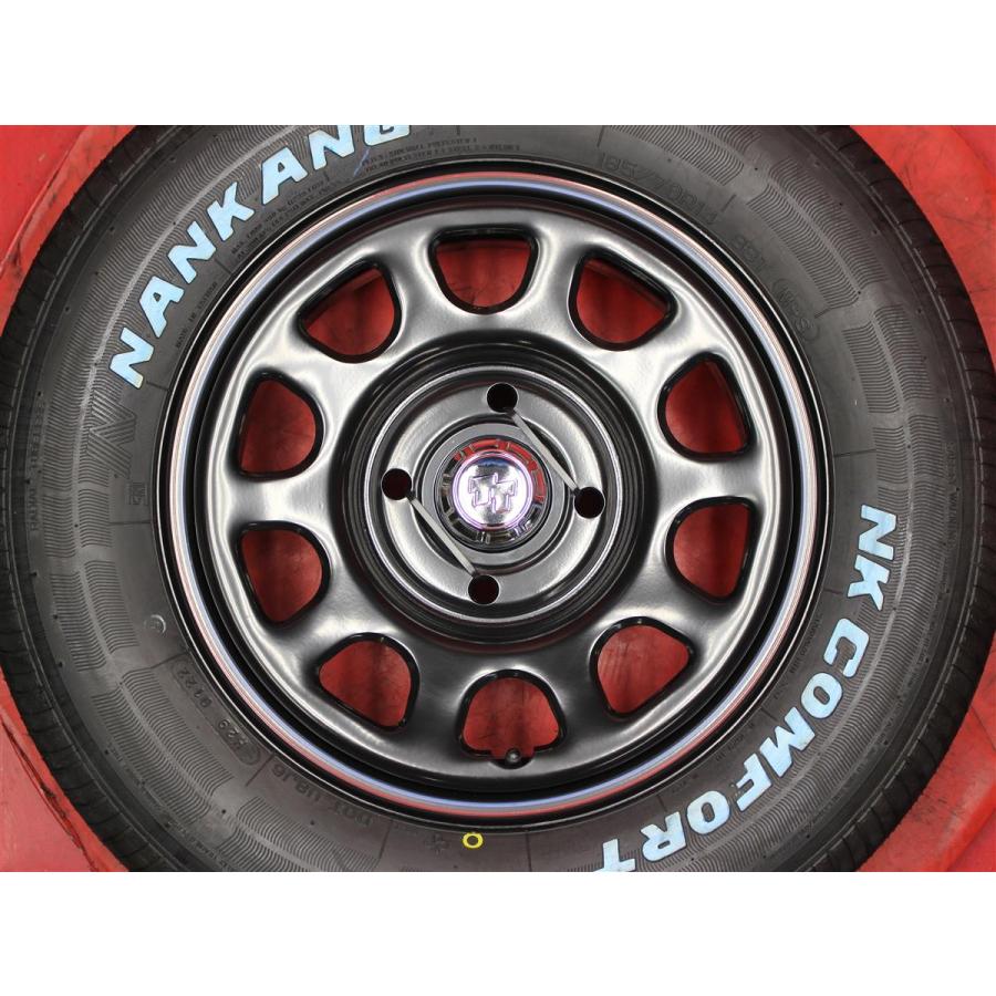 新品タイヤ付 4本 TTD RED&BLUEライン有 5J 14インチ PCD114.3 4穴 +38