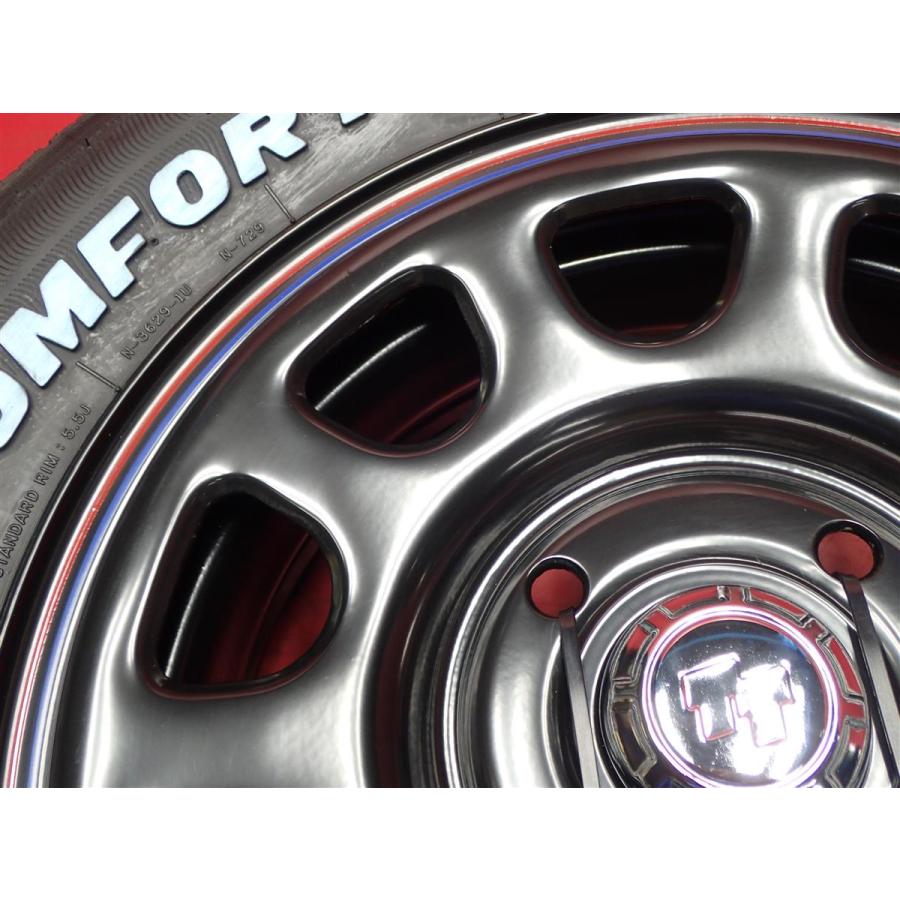 新品タイヤ付 4本 TTD RED&BLUEライン有 5J 14インチ PCD114.3 4穴 +38