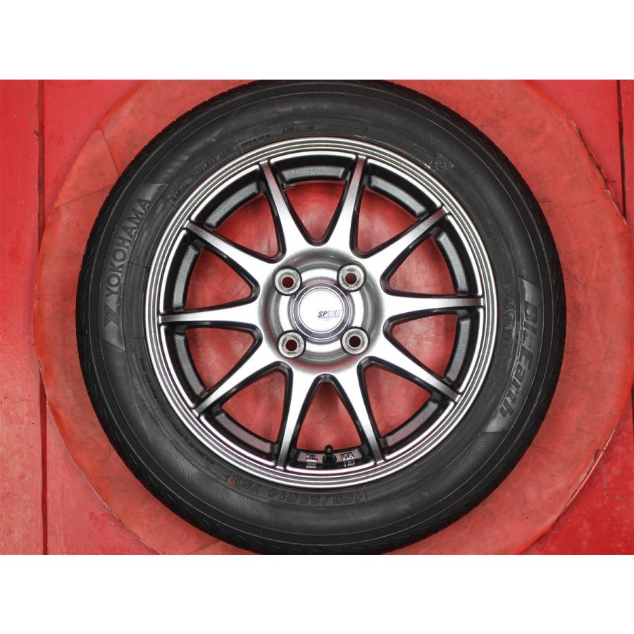 タイヤ付 4本 SPORT ABELIA 4.5J 14インチ PCD100 4穴 +45 ハブ径Φ67