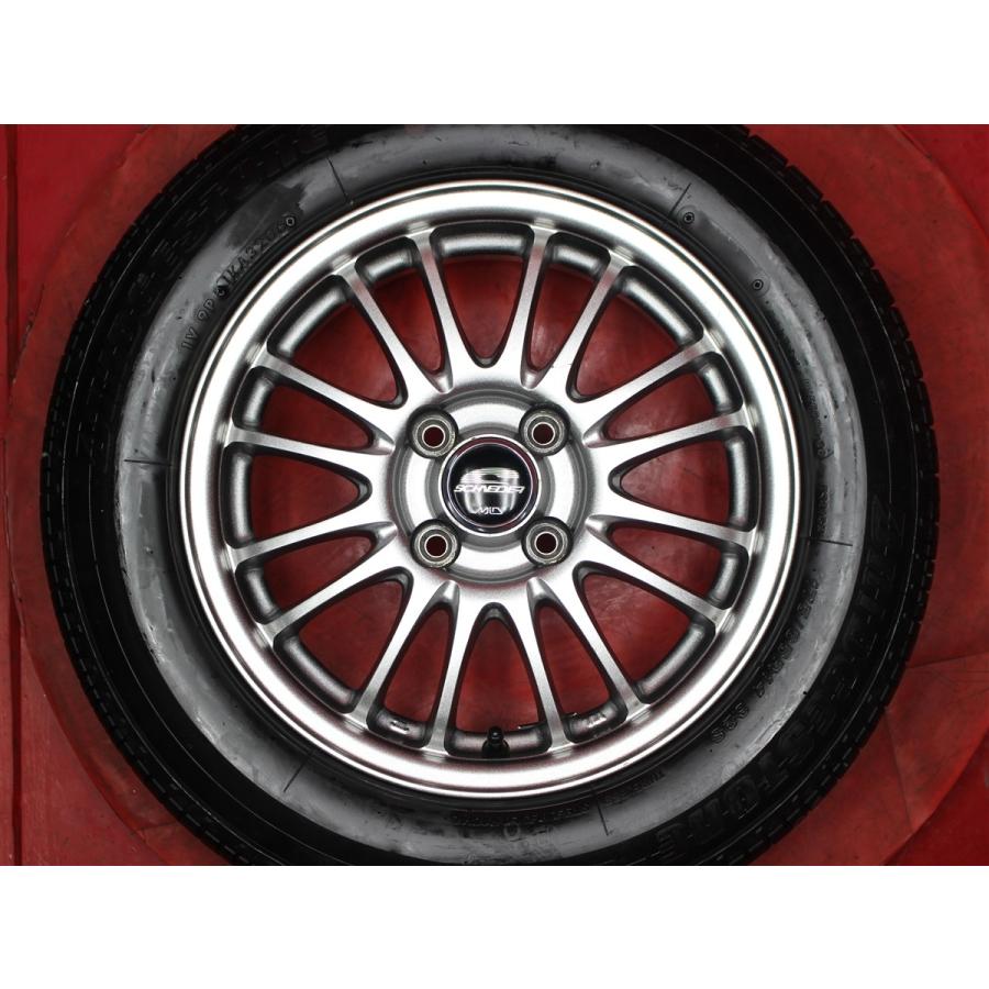 タイヤ付 4本 シュナイダー 5.5J 14インチ PCD100 4穴 +38 ハブ径67 BS 