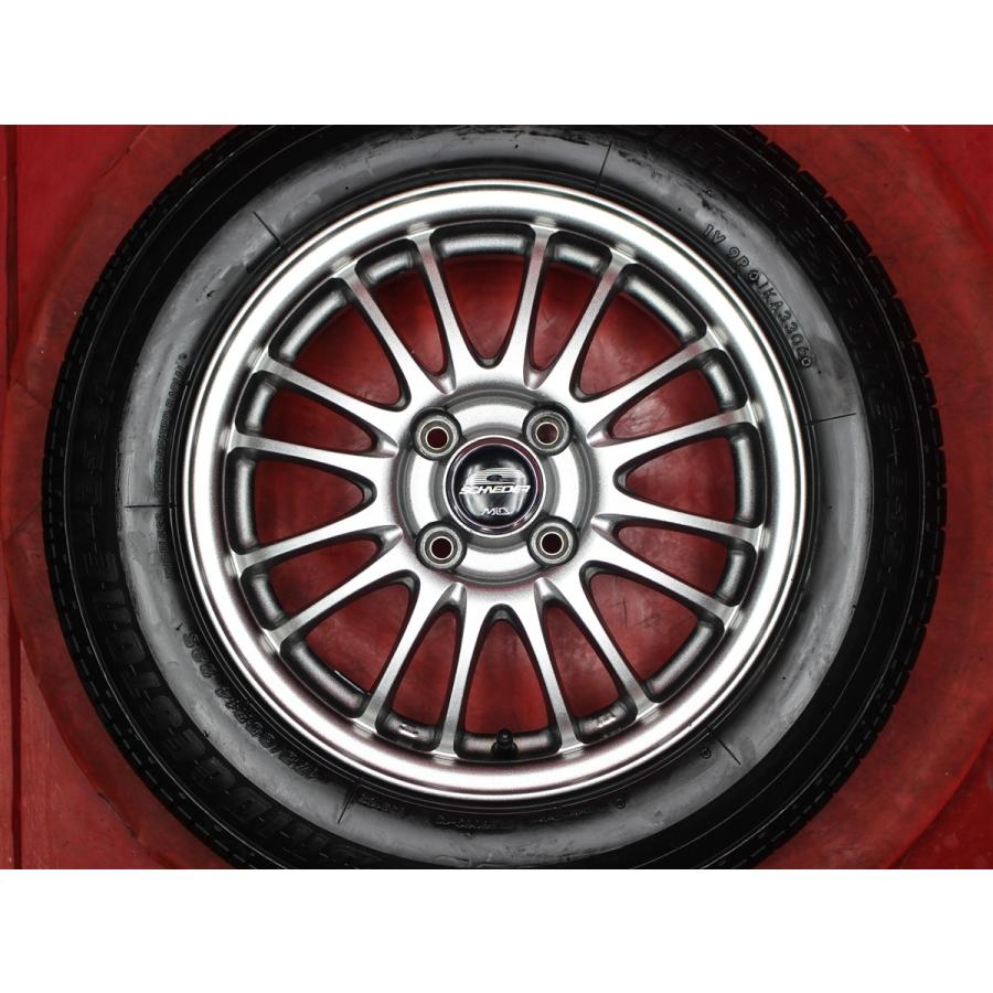 タイヤ付 4本 シュナイダー 5.5J 14インチ PCD100 4穴 +38 ハブ径67 BS 