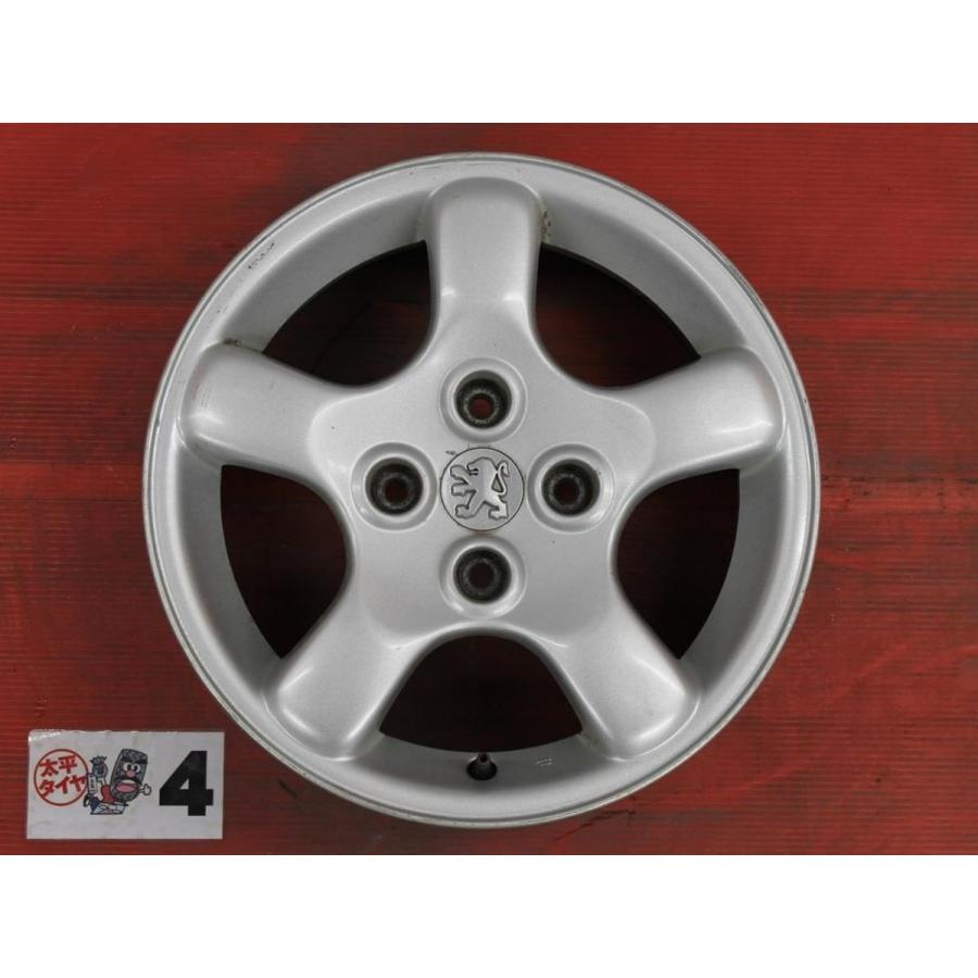 美品プジョー１６インチ4穴純正アルミホイール 激安 中古 4本セット】 プジョー 206 純正 アルミホイール 15