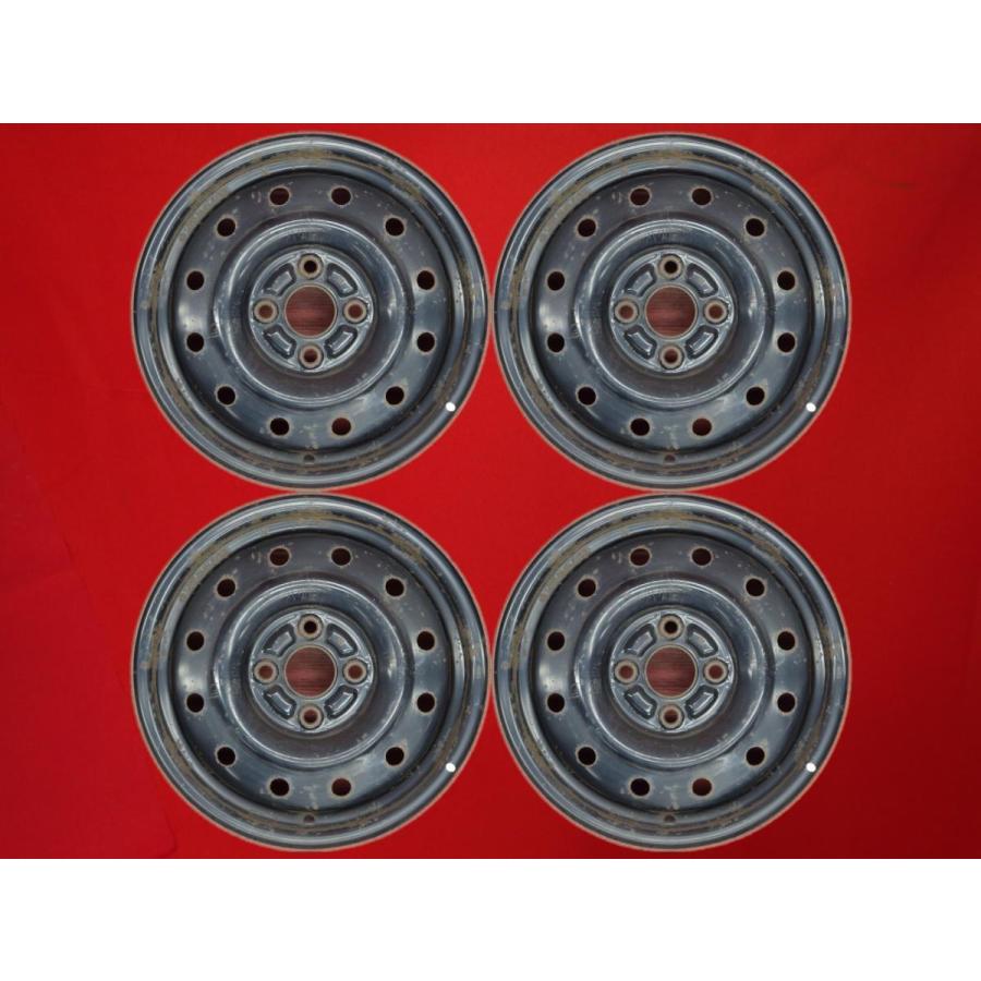 16日迄【新車外し】トヨタ純正14インチ鉄ホイール4穴 PCD100 4本セット 激安 中古 4本セット】 トヨタ bB 20系 純正 スチールホイール 鉄