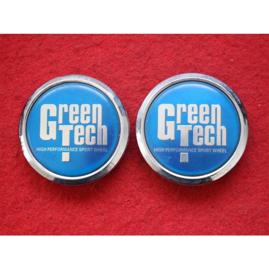 2枚 Green Tech 社外 中古 ホイール センターキャップ センターカバー エンブレム オーナメント cap p005202255