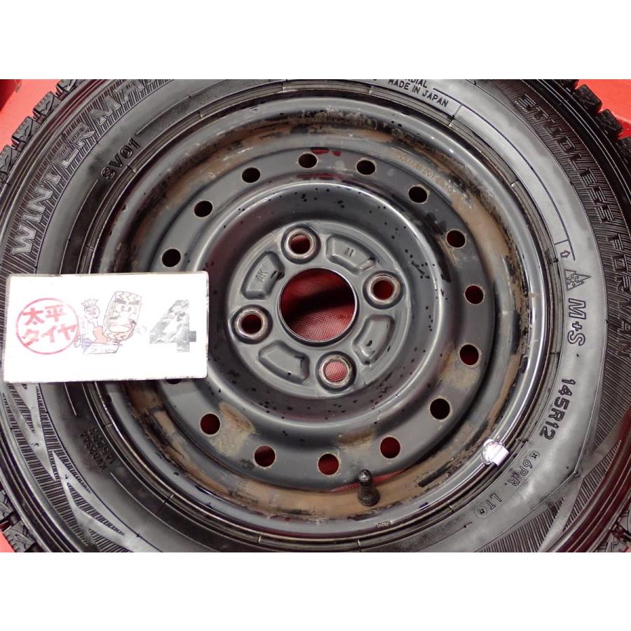 スタッドレス ダイハツ 純正スチール(キャップ無)+ ダンロップ ウィンターMAXXSV-01 [ 145/R12 6PR ] 9/8.5分山★stwt12 ハイゼット｜taiheishopping｜08