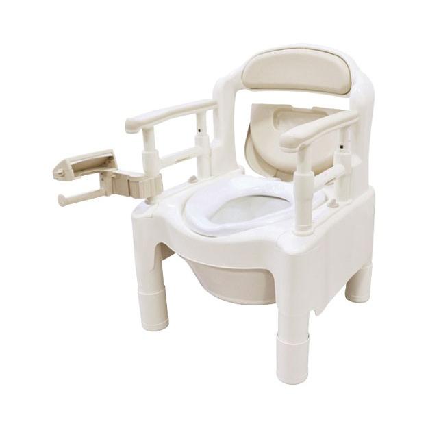 安寿　ポータブルトイレFX-CP　片手で切れるペーパーホルダータイプ 533-595　補高スペーサーなしタイプ