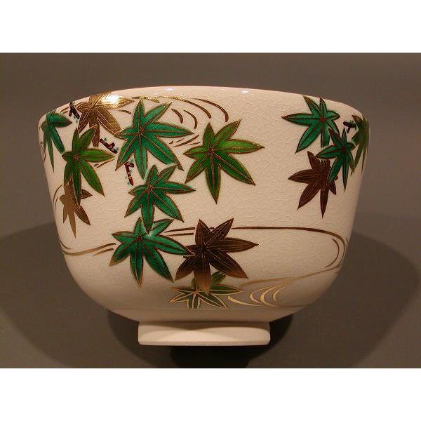 茶道具　抹茶茶碗　色絵　青楓画、京都　相模竜泉作、桐共箱　新品。_1