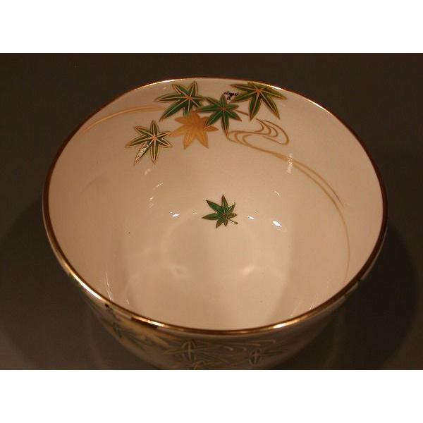 茶道具 抹茶茶碗 色絵 青楓画、京都 相模竜泉作、桐共箱 新品。 : 佐藤