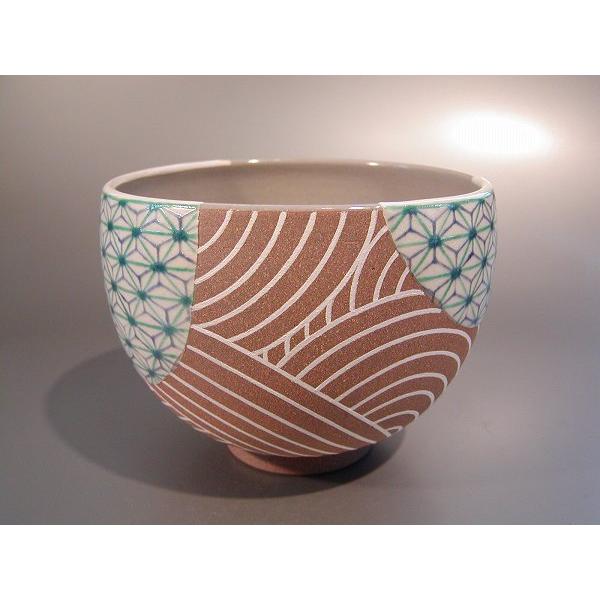 茶道具・茶器 抹茶茶碗 色絵 麻の葉文様（あさのは もんよう）京都 通 