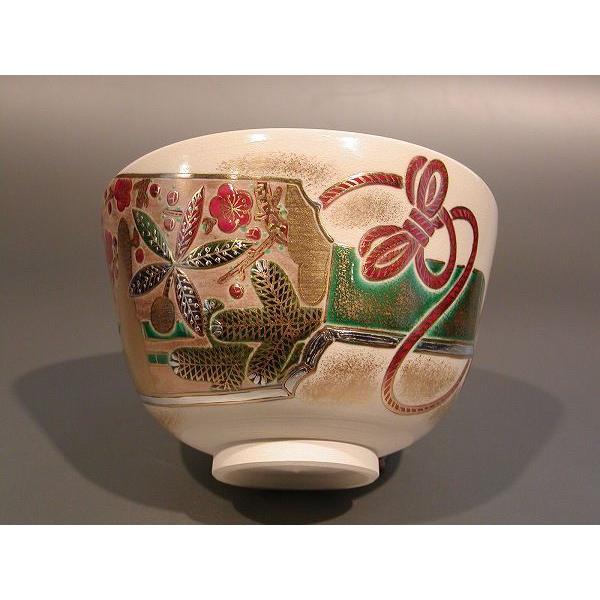 茶道具　抹茶茶碗　色絵　羽子板（はごいた）画、京都　相模竜泉作、桐共箱　新品、_1