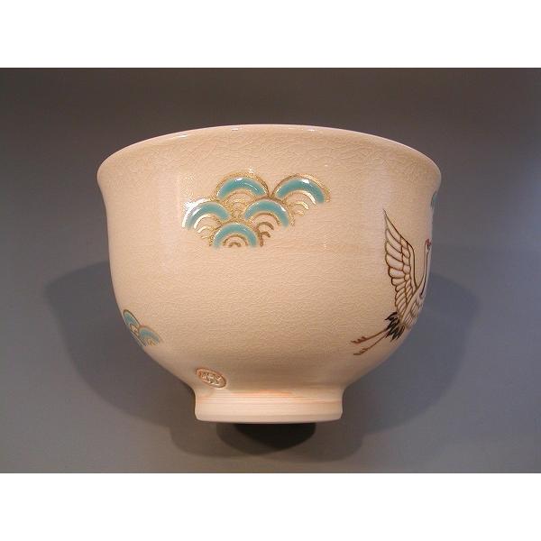茶道具　抹茶茶碗　色絵　鶴、京焼　山川敦司作、桐共箱　新品。_2