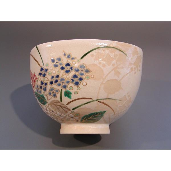 茶道具 抹茶茶碗 掛分 紫陽花(あじさい)絵、京焼 山川敦司作 茶道具 抹茶茶碗 掛分 紫陽花(あじさい)絵、京焼 山川敦司作