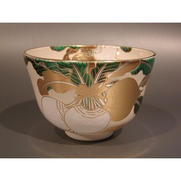 茶道具　抹茶茶碗　色絵　蕪（かぶ）画、京都　相模竜泉作、桐共箱　新品、