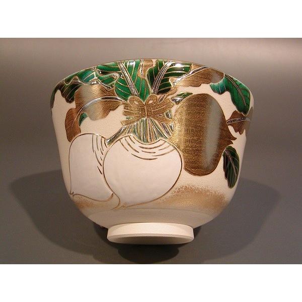 茶道具　抹茶茶碗　色絵　蕪（かぶ）画、京都　相模竜泉作、桐共箱　新品、_1