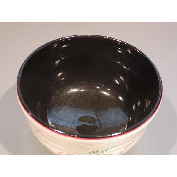 茶道具 抹茶茶碗 仁清 内黒 柿栗絵、京焼 中村秋峰作 コーヒー、ティー