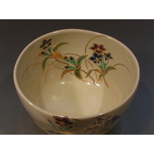 茶道具 抹茶茶碗 仁清 竜胆（りんどう）、京焼 東福窯 中村能久（よし