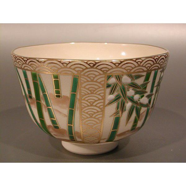 茶道具　抹茶茶碗　色絵　四季 竹林 雀画（限定特上品）、京焼　相模竜泉作、桐共箱　新品。