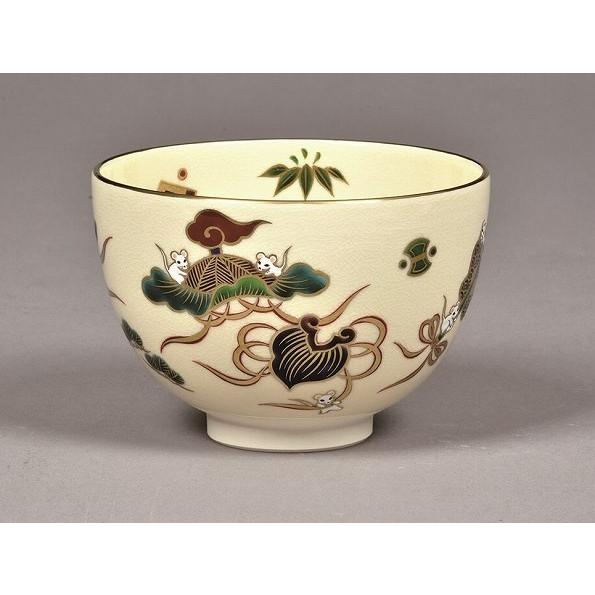 超熱 佐藤大観堂茶道具 抹茶茶碗 色絵 宝尽しに子 杉田祥平 清閑寺窯