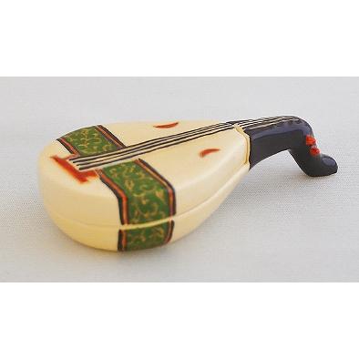 茶道具・茶器 香合 干支 巳、琵琶 香合、京都 中村秋峰作、桐共箱 新品 