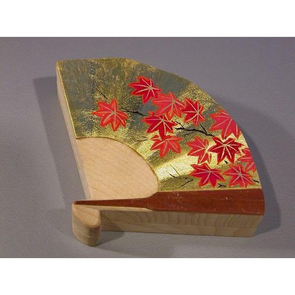 茶道具　香合、榧（かや）金箔　紅葉蒔絵　扇形香合、 越前 蒔絵師　中林星山（ なかばやし せいざん ）作_1