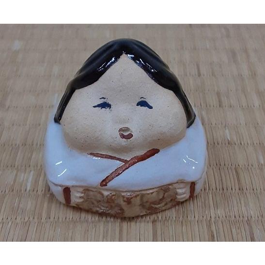 茶道具 香合 お福、 吉峯窯 四代目 浅見与し三（よしぞう）作、化粧箱 