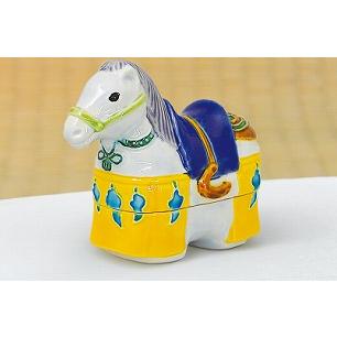 茶道具・茶器 香合、交趾 馬、干支「午」「馬・うま」、京都 中村翠嵐
