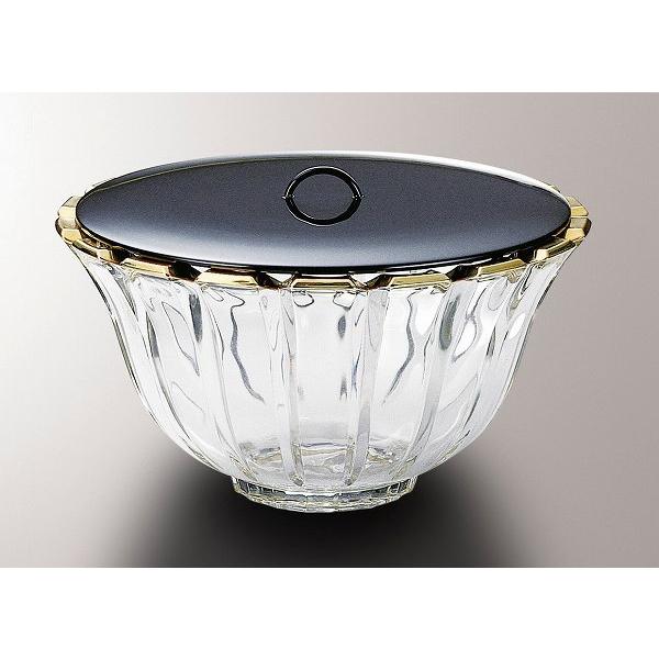 送料込【逢絢亭・訳あり新品】茶道具 平水指 義山 金縁 割蓋 水崎長寿 共箱入り 茶道具 平水指 義山（ガラス）、末広金縁水指、 義山 細工師