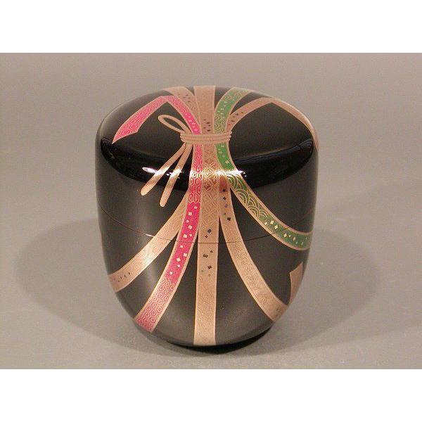 茶道具　大棗　熨斗（のし）蒔絵　内銀地、鈴木光入作