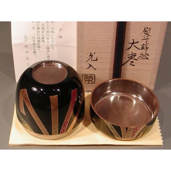 茶道具 大棗 熨斗（のし）蒔絵 内銀地、鈴木光入作 : 佐藤大観堂