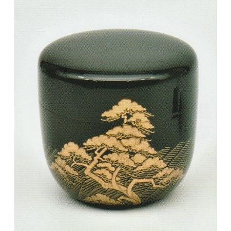 茶道具 棗、松波蒔絵 大棗 内黒、鵬雲斎 御師匠さん 箱書、五代 川っぷち近左作■珠玉 引き合い 押さえる品 日本茶用品、茶道具-コーヒー、ティー用品