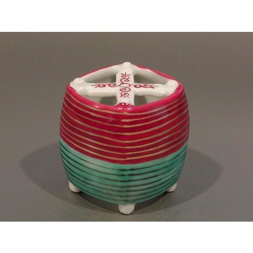 ウ227 蓋置『平安　高野昭阿弥造』『色絵　三ツ人形　蓋置　共箱』茶道具 ウ227 蓋置『平安 高野昭阿弥造』『色絵 三ツ人形 蓋置 共