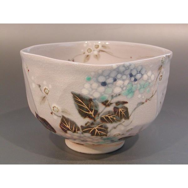 茶道具　抹茶茶碗 　紫陽花（あじさい）、　山川敦司作