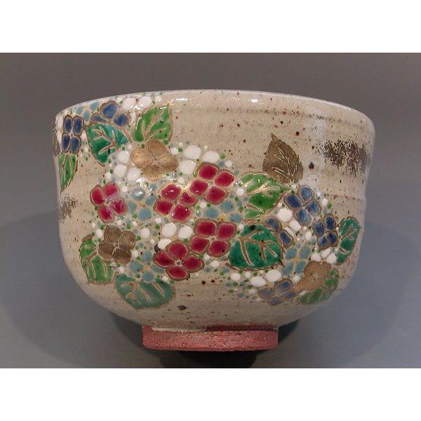茶道具 抹茶茶碗 色絵 紫陽花、京焼 中村清彩作、桐共箱 新品。 : 佐藤