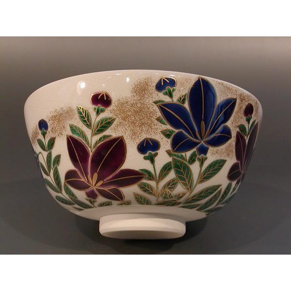 茶道具 抹茶茶碗 色絵 桔梗画 D-10、京都 相模竜泉作、桐共箱 新品。の画像