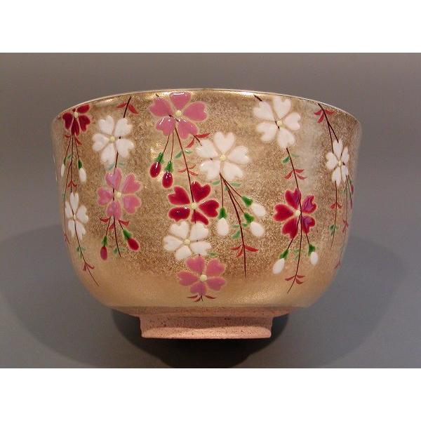 茶道具 抹茶茶碗 金砂子 桜、京焼 伝統工芸士 小倉 亨作 : 佐藤