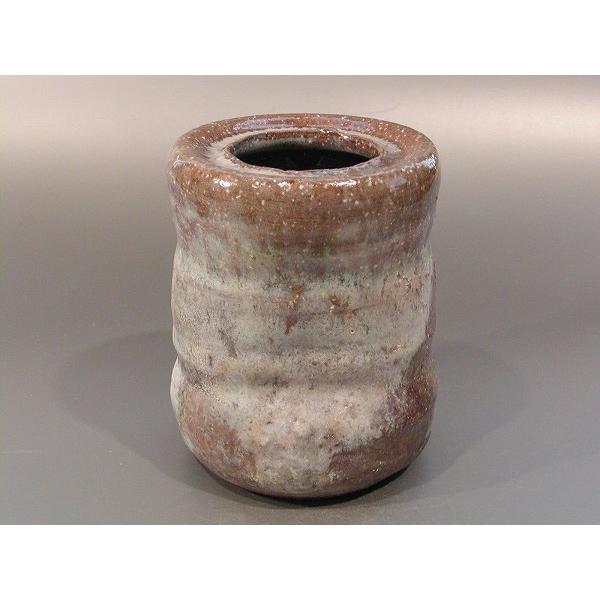 【 茶道具・花入 】掛花入　萩焼　灰被　旅枕-Ｂ　日本工芸会正会員　岡田　裕作
