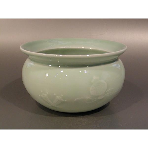 十三代横石嘉助 平戸青磁 鎬 建水 十三代横石嘉助 平戸青磁 鎬 建水